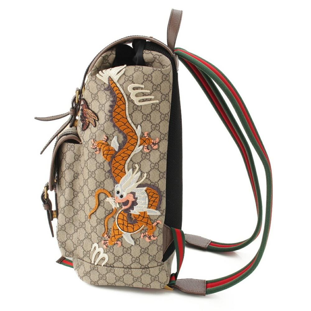 Gucci Supreme Appliqu Backpack GG Courier Beige Soft Patch Tan - Picture 3 of 9
